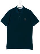 Stone Island Junior Teen Logo Patch Polo Shirt - Blue