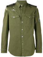 Versus Patch Detail Shirt, Men's, Size: 46, Green, Cotton/spandex/elastane/metal