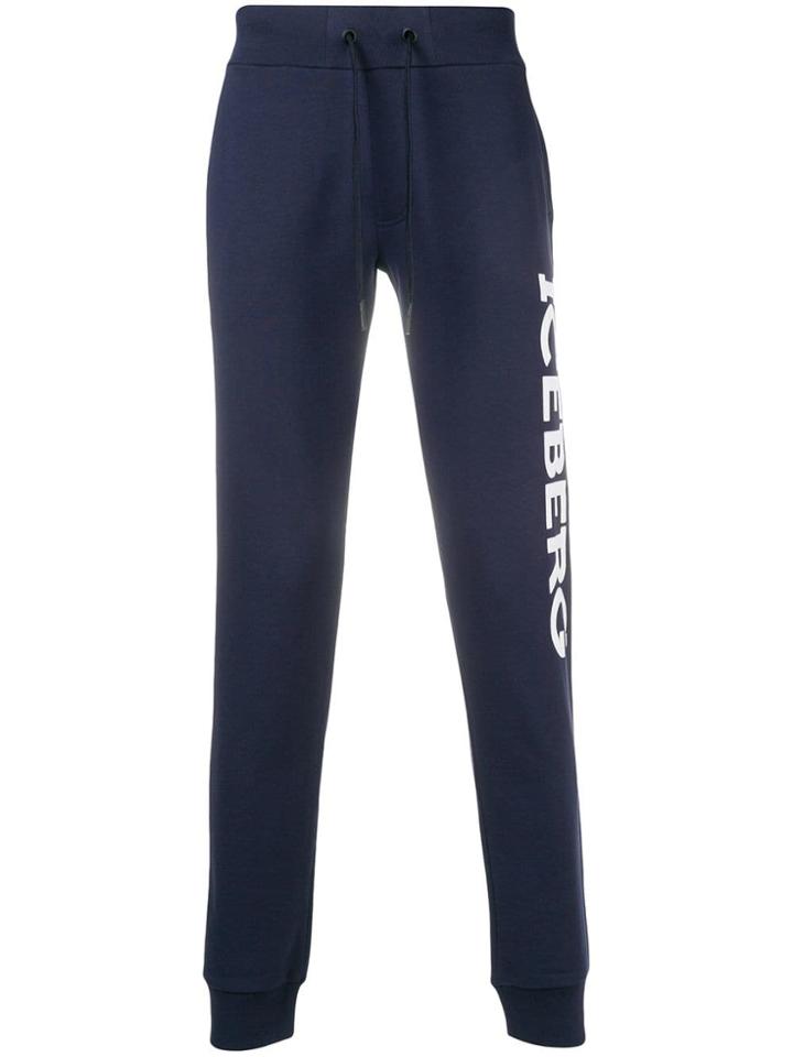 Iceberg Logo Print Track Pants - Blue