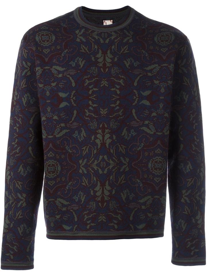 Antonio Marras Floral Crew Neck Sweater, Men's, Size: Xl, Virgin Wool