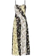 Off-white Floral Print Side Split Dress - Black