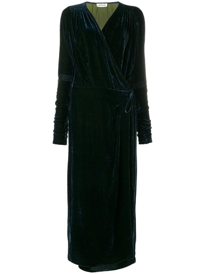 Attico Long Wrap Dress - Blue