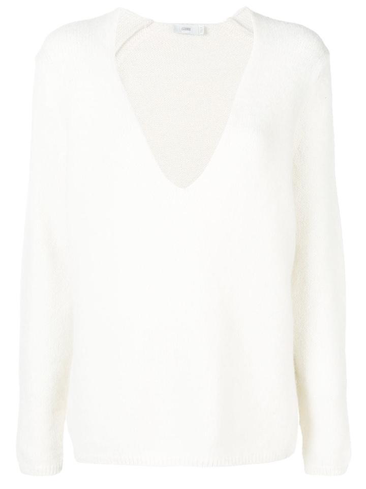 Closed Low Neck Jumper - White