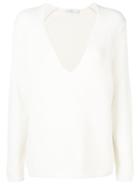 Closed Low Neck Jumper - White