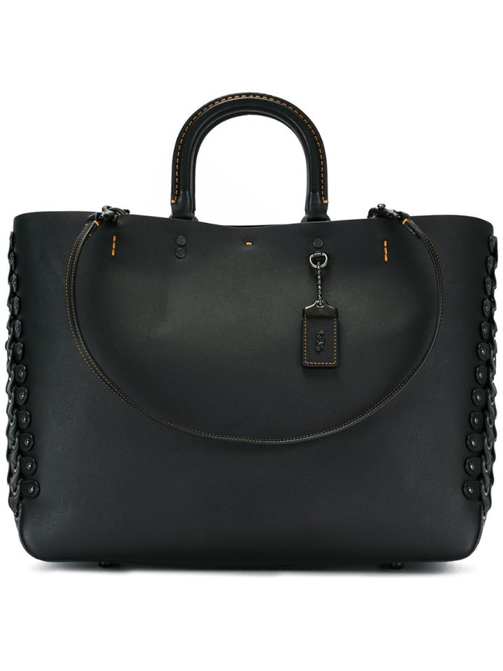 Coach Interlaced Eyelets Tote - Black