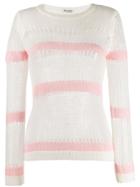 Miu Miu Loose Knit Striped Jumper - White