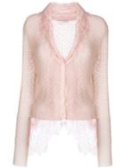 Ermanno Scervino Lace-trimmed Cardigan - Pink & Purple