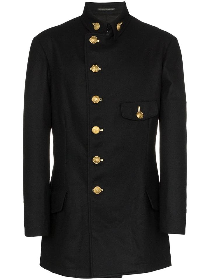 Yohji Yamamoto Military-inspired Button-up Coat - Black