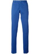 Etro Plain Pants, Men's, Size: 54, Blue, Cotton/spandex/elastane