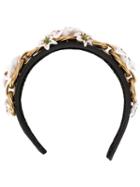 Dolce & Gabbana Floral Appliqué Headband - Black
