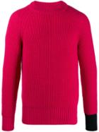 Lc23 Contrast Cuff Knitted Jumper - Pink