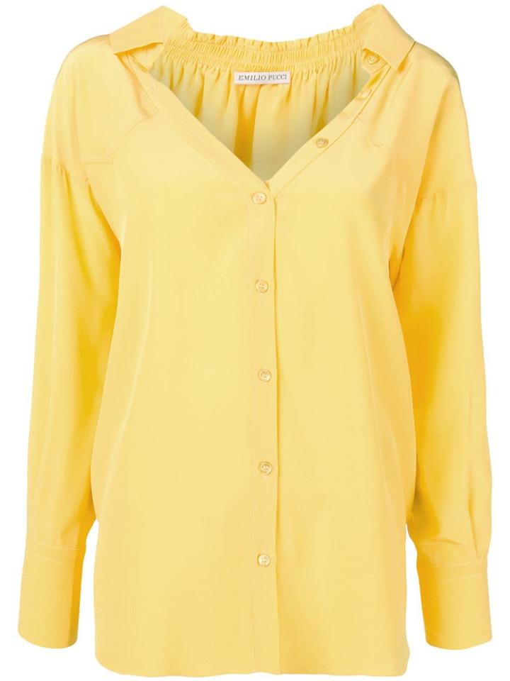Emilio Pucci Oversized V-neck Shirt - Yellow