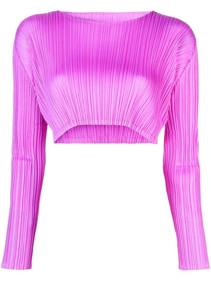 Pleats Please By Issey Miyake Pleated Crop Top - Pink
