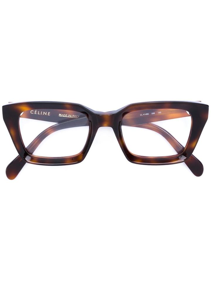 Celine Eyewear Tortoiseshell Square Frame Glasses - Brown