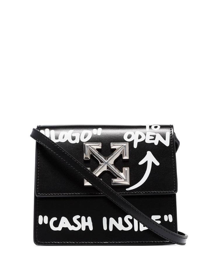 Off-white Jitney 0.7 Cash Inside Leather Crossbody Bag - Black