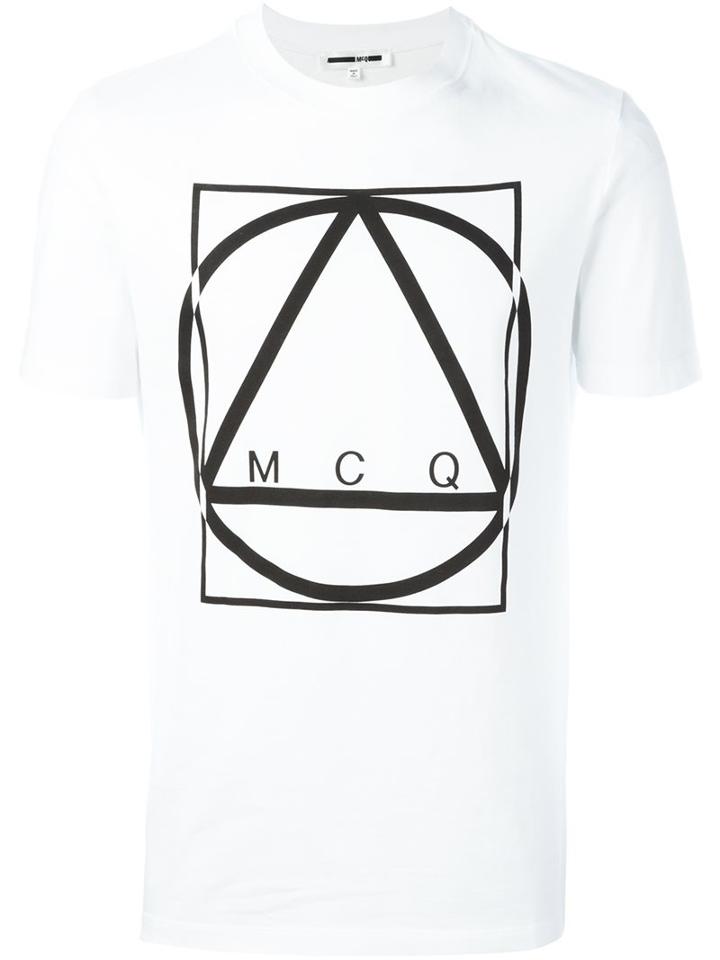 Mcq Alexander Mcqueen Multi Geo Print T-shirt, Men's, Size: Small, White, Cotton