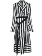 Ann Demeulemeester Stripe Long Sleeve Midi Robe Jacket - Black