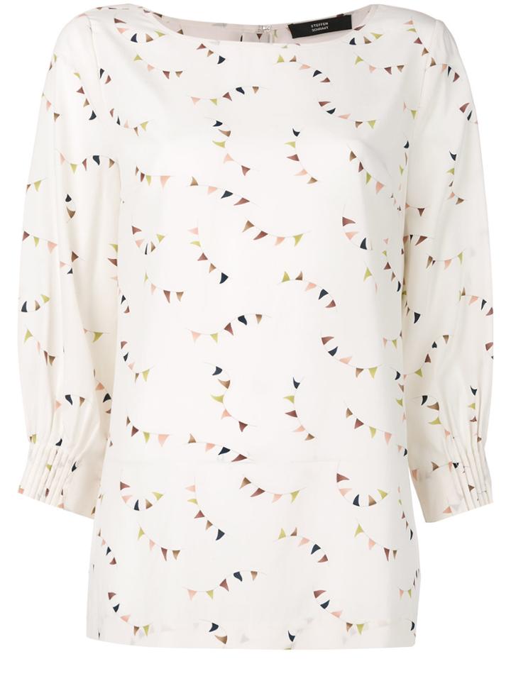 Steffen Schraut Little Flags Print Blouse - White