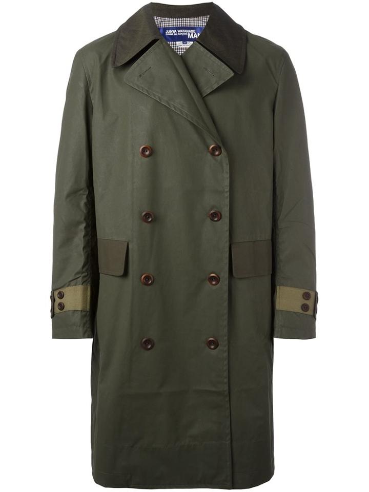 Junya Watanabe Comme Des Garçons Man Double Breasted Coat, Men's, Size: Large, Green, Cotton/polyester