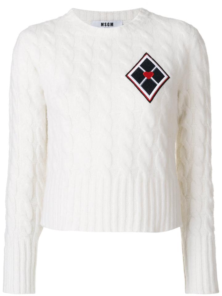 Msgm Cable-knit Cropped Jumper - White