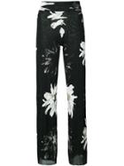 Fuzzi Floral Print High-waisted Trousers - Black