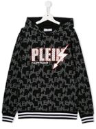 Philipp Plein Junior Teen Multi Logo Print Hoodie - Black