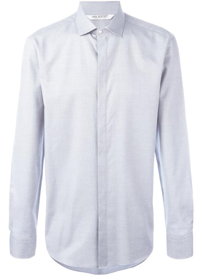 Neil Barrett Patterned Shirt, Men's, Size: 42, White, Cotton