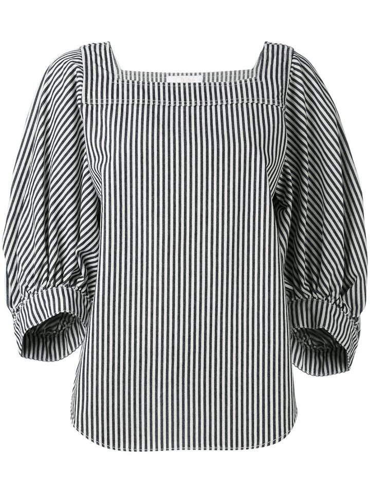 Chloé - Striped Knitted Top - Women - Cotton - 38, Blue, Cotton