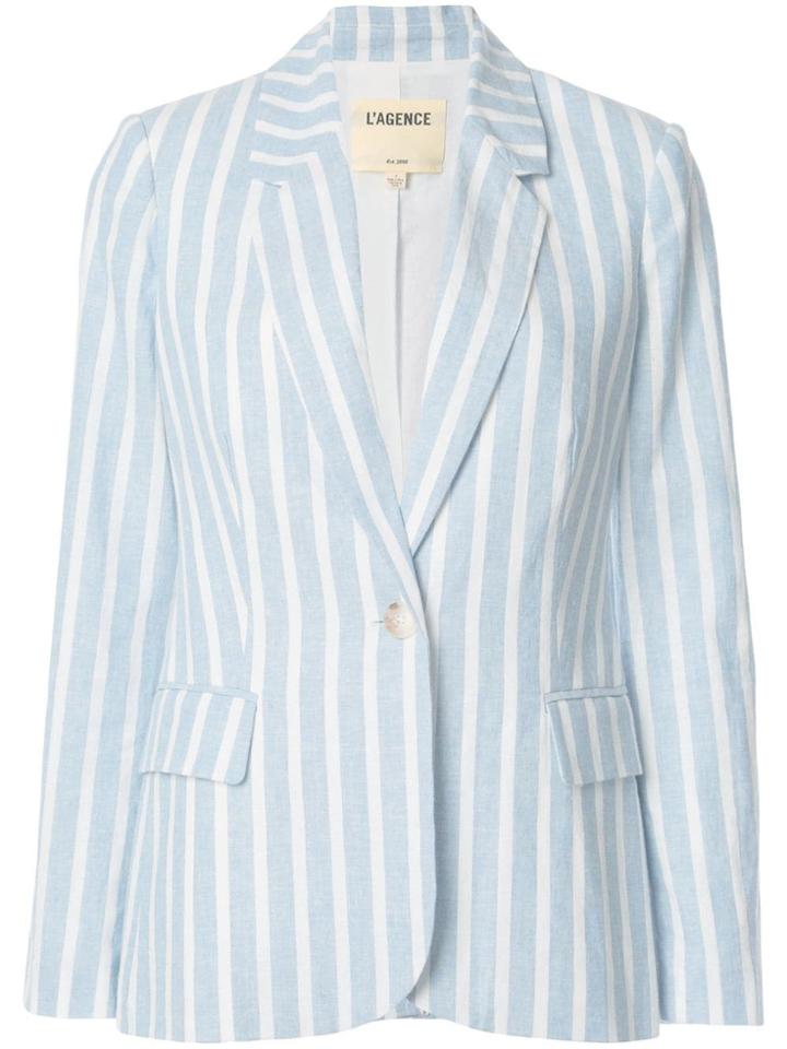 L'agence Two Tone Striped Blazer - Blue