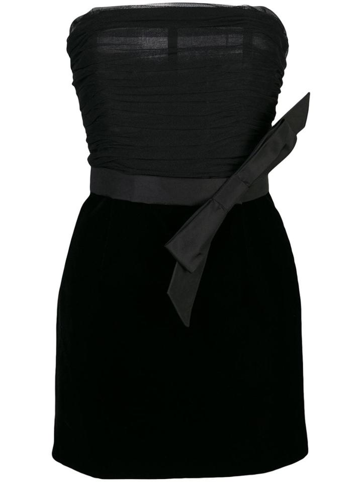 Saint Laurent Bow Velvet Bustier Dress - Black