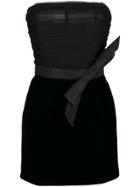 Saint Laurent Bow Velvet Bustier Dress - Black
