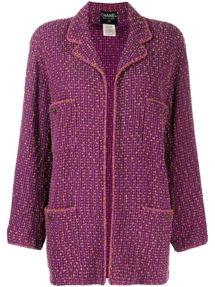 Chanel Pre-owned Loose Tweed Jacket - Purple