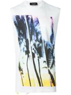 Dsquared2 Palm Tree Print T-shirt, Men's, Size: Medium, White, Cotton