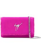 Giuseppe Zanotti Design - Chain Strap Clutch Bag - Women - Cotton/suede - One Size, Pink/purple, Cotton/suede