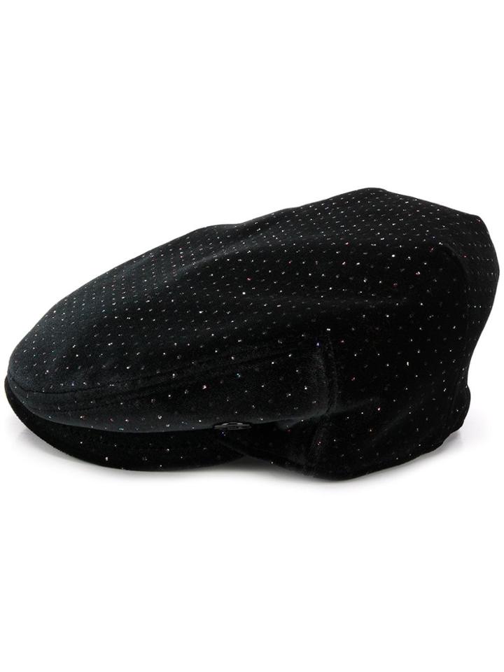 Maison Michel Glitter Detailed Cap - Black
