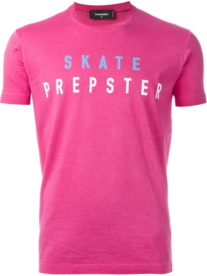 Dsquared2 Skate Prepster Print T-shirt, Men's, Size: Large, Pink/purple, Cotton