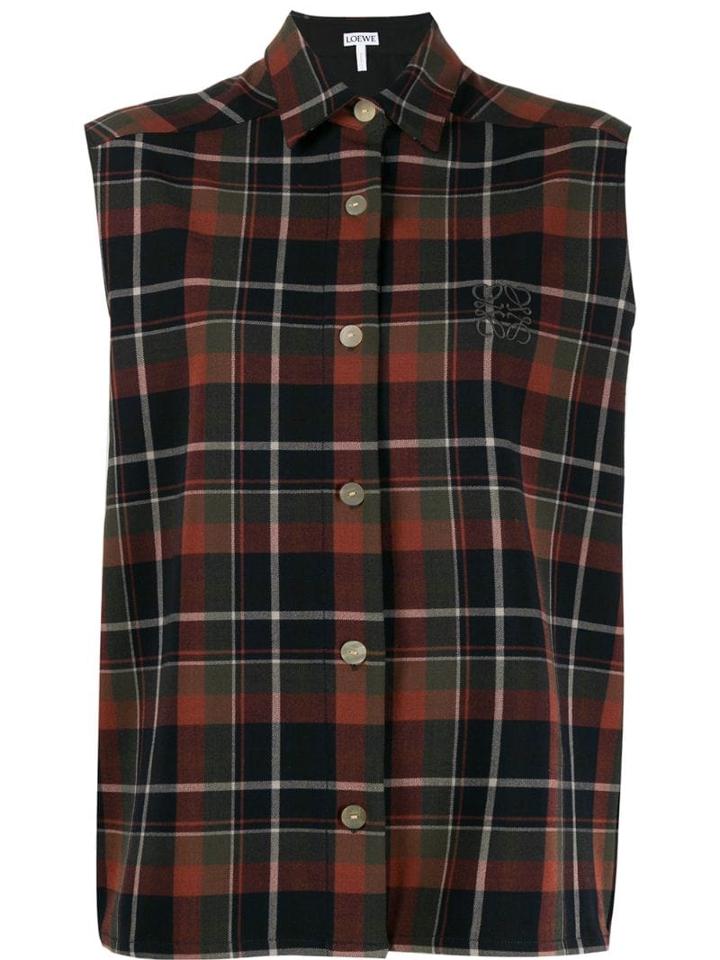 Loewe Sleeveless Check Shirt - Red