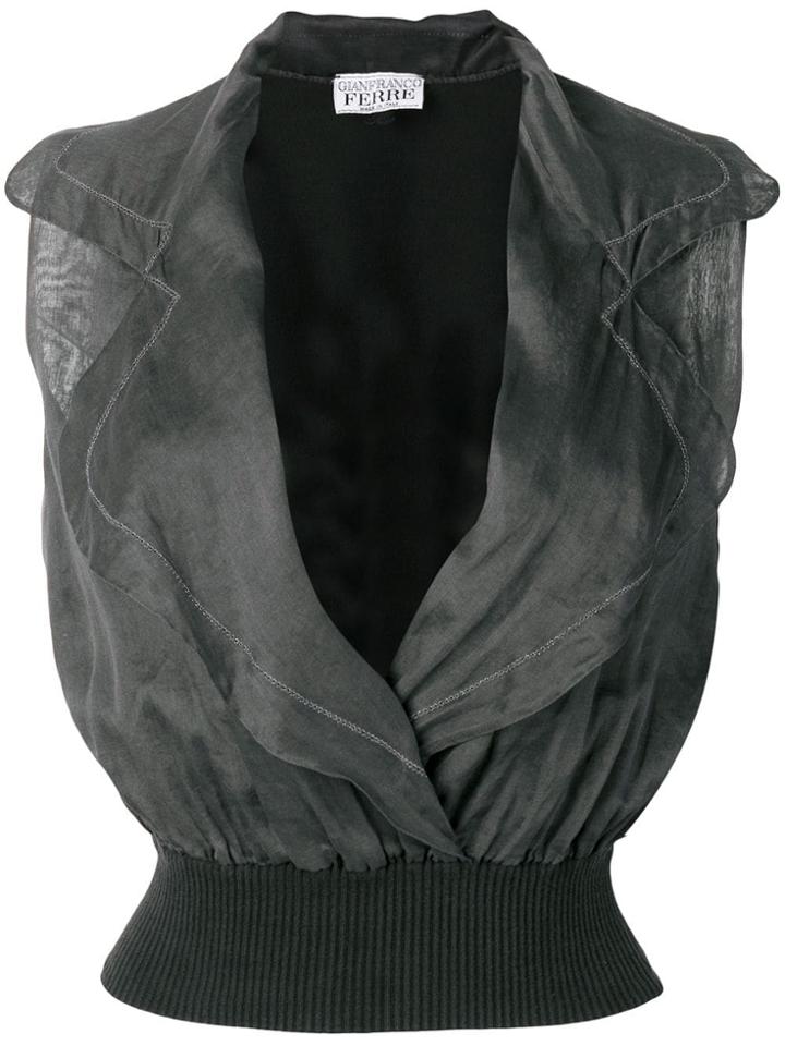 Gianfranco Ferre Vintage 1990's Envelope Sleeveless Blouse - Grey