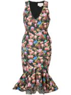 Nicole Miller - Floral Print Sleeveless Dress - Women - Cotton/polyamide/polyester/metal - 6, Black, Cotton/polyamide/polyester/metal