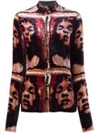 Jean Paul Gaultier Vintage Printed Velvet Shirt, Women's, Size: 40, Red