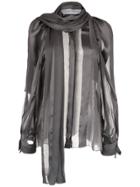 Gloria Coelho Sheer Blouse With Scarf - Grey
