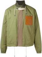 Loewe Logo Patch Bomber, Men's, Size: 50, Green, Cotton/polyester/linen/flax/leather