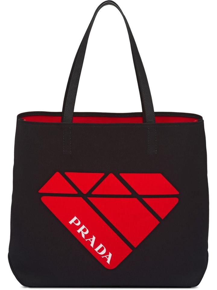 Prada Printed Tote Bag - Black