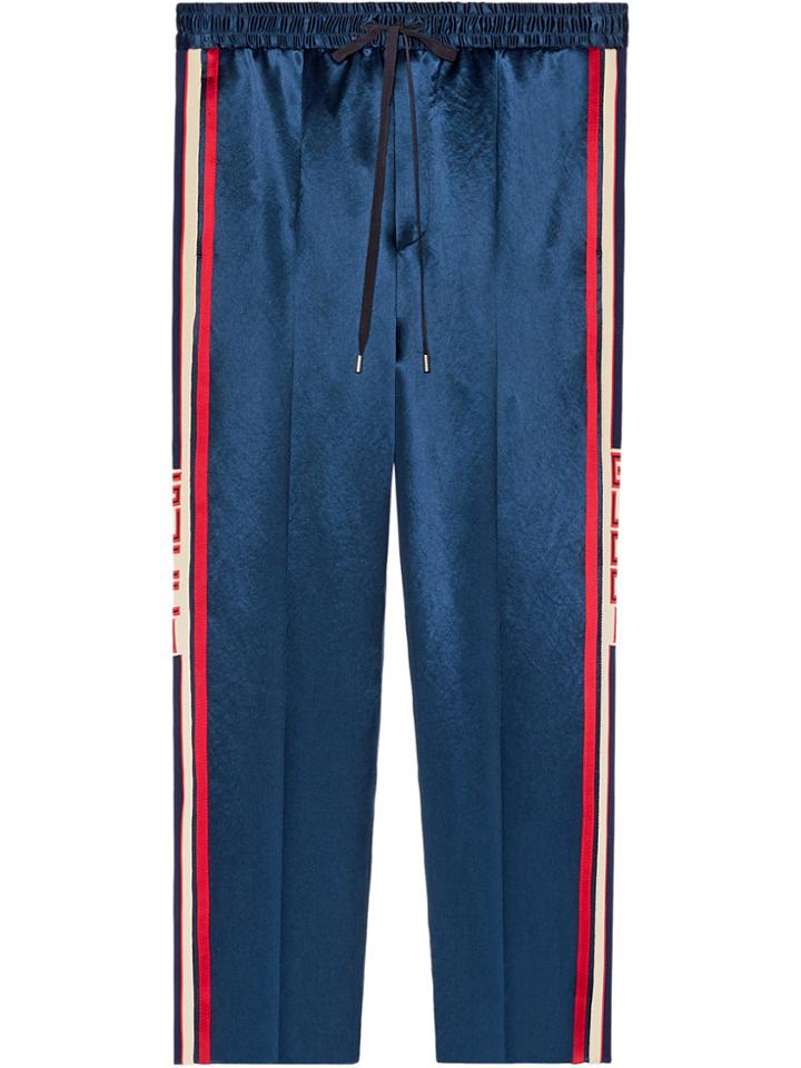 Gucci Acetate Jogging Pant With Stripe - Blue