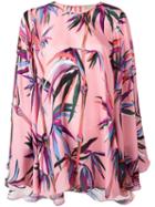 Emilio Pucci Leafs Print Shift Blouse, Women's, Size: 42, Pink/purple, Silk