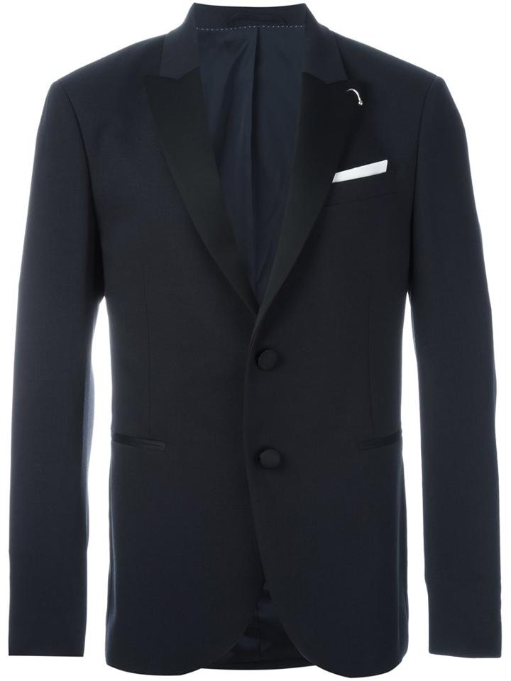 Neil Barrett Piercing Detail Blazer, Men's, Size: 50, Blue, Polyester/viscose/virgin Wool