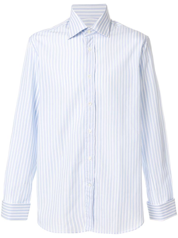 Canali Striped Fitted Shirt - Blue