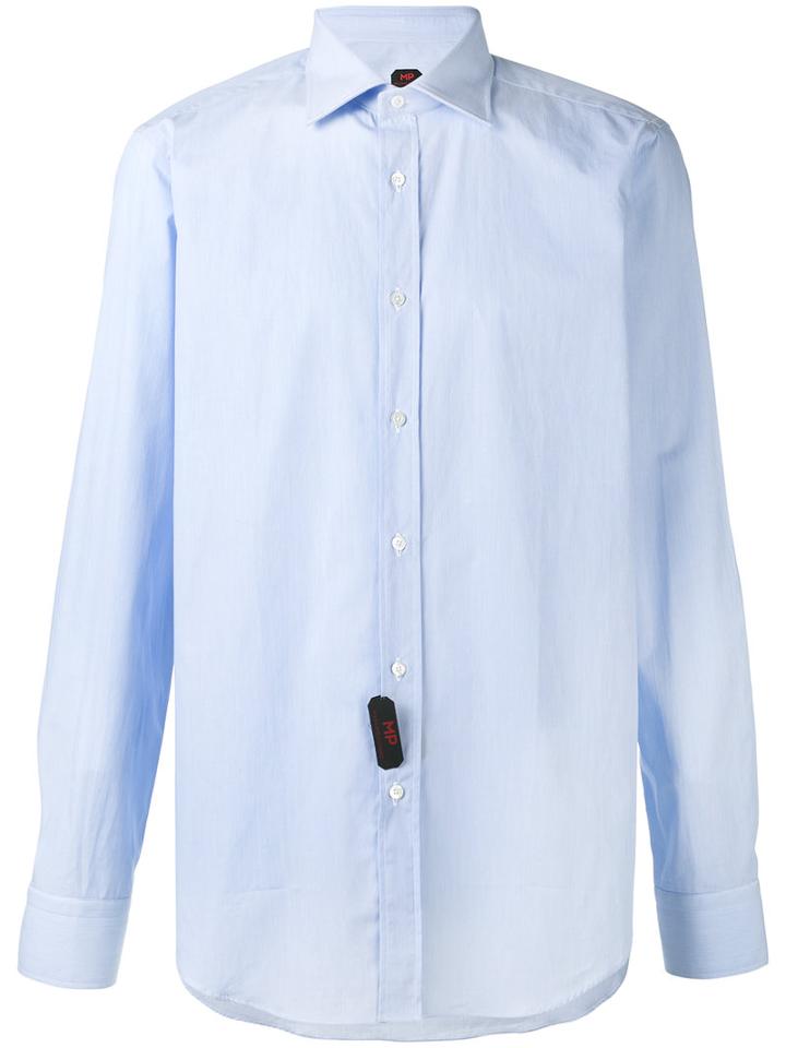 Mp Massimo Piombo Plain Shirt, Men's, Size: 39, Blue, Cotton