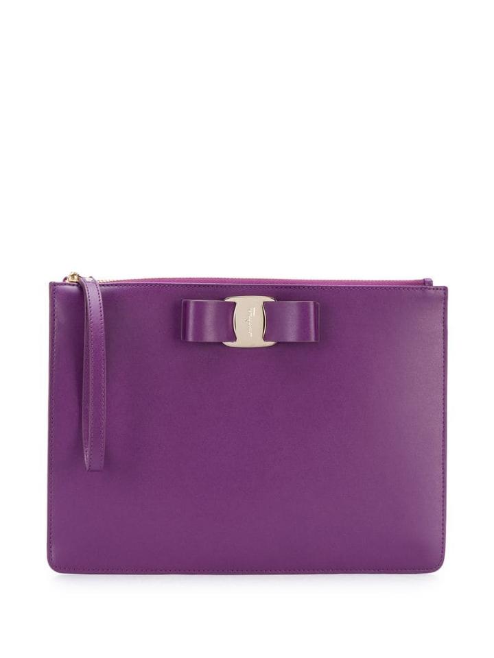 Salvatore Ferragamo Vara Bow Clutch - Purple