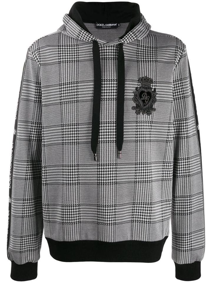 Dolce & Gabbana Houndstooth Patterned Hoodie - Black